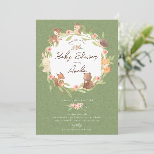 Enchanted Forest Baby shower Kaart (Staand voorkant)