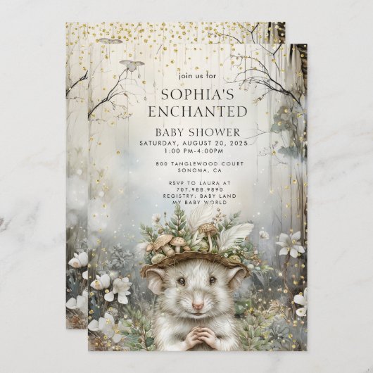 Enchanted Forest Baby shower Kaart (Voorkant / Achterkant)