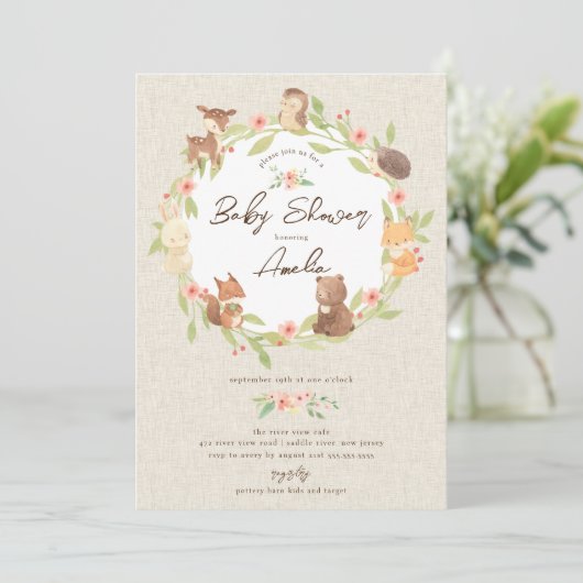 Enchanted Forest Baby shower Kaart (Staand voorkant)