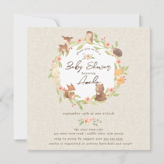 Enchanted Forest Baby shower Kaart (Voorkant)