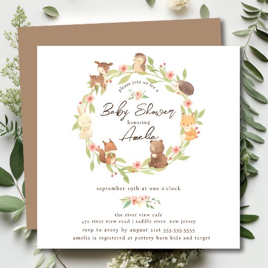 Enchanted Forest Baby shower Kaart