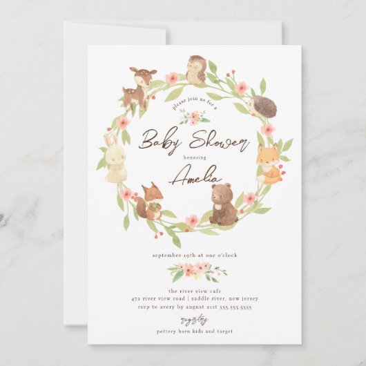 Enchanted Forest Baby shower Kaart (Voorkant)