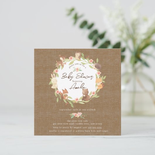 Enchanted Forest Baby shower Kaart (Staand voorkant)