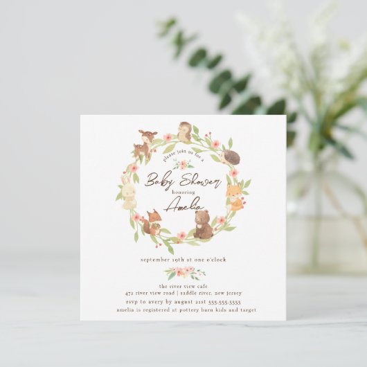 Enchanted Forest Baby shower Kaart (Staand voorkant)