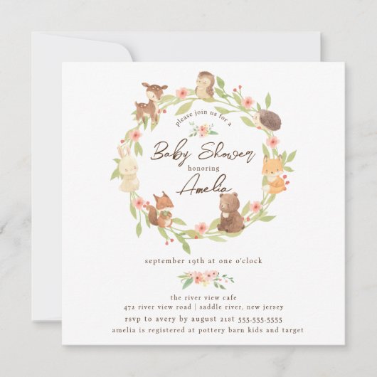 Enchanted Forest Baby shower Kaart (Voorkant)