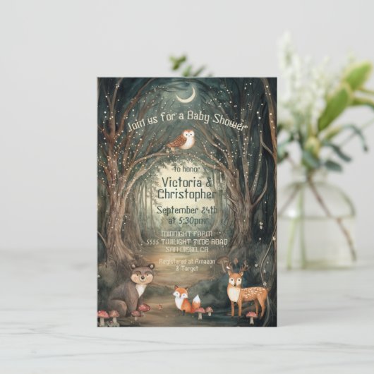 Enchanted Forest Baby shower Twinkle Lights Kaart (Staand voorkant)