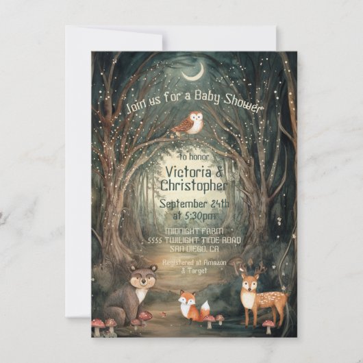 Enchanted Forest Baby shower Twinkle Lights Kaart (Voorkant)