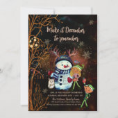 Enchanted Forest Black Gold Snowman Elves Kaart (Voorkant)