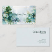 Enchanted Forest Blauwgroen en gouden Waterverf Visitekaartje (Voorkant / Achterkant)