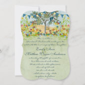 Enchanted Forest Blauwgroen Love Bird Wedding Invi Kaart (Voorkant)
