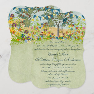 Enchanted Forest Blauwgroen Love Bird Wedding Invi Kaart