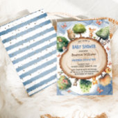 Enchanted Forest Blue Baby Shower Kaart