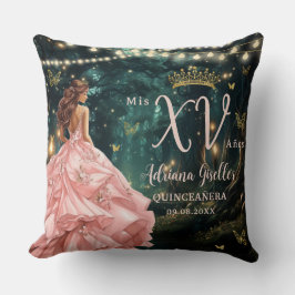 Enchanted Forest Blush Pink Quinceañera Sweet 16 Kussen
