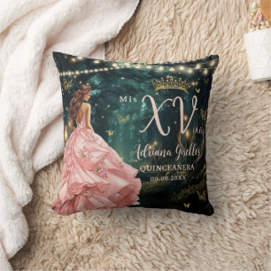 Enchanted Forest Blush Pink Quinceañera Sweet 16 Kussen