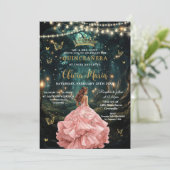 Enchanted Forest Blush Roze Jurk Quinceañera 16 Kaart (Staand voorkant)