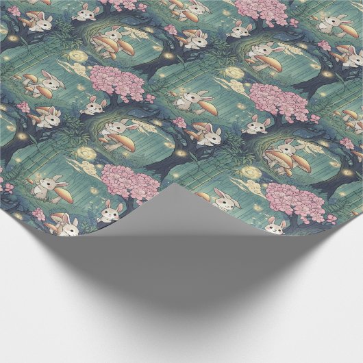 Enchanted forest, Bunny cherry blossom Cadeaupapier (Hoek)