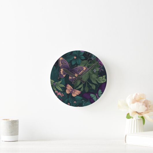 Enchanted Forest Butterflies Botanical Clock Ronde Klok (Huis)