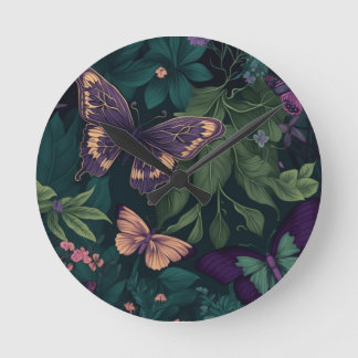 Enchanted Forest Butterflies Botanical Clock Ronde Klok