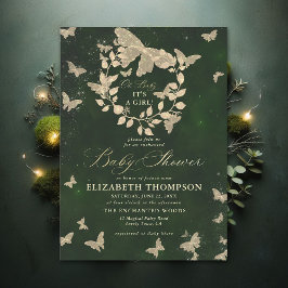 Enchanted Forest Butterflies Foliage Baby shower Kaart