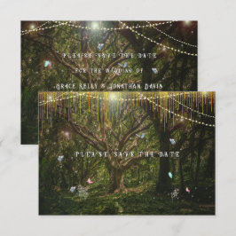 Enchanted Forest Butterflies Gold Lights Save The Date