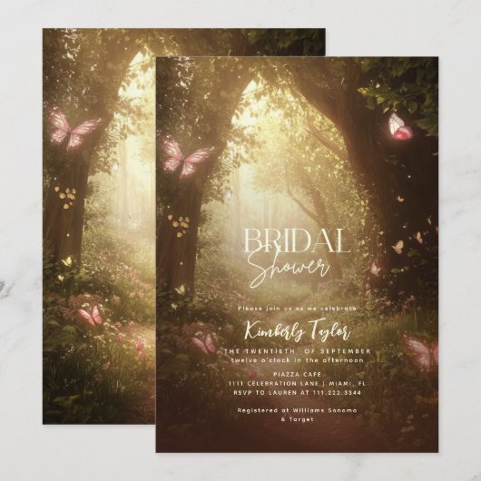 Enchanted Forest Butterflies Vrijgezellenfeest Kaart (Voorkant / Achterkant)