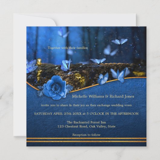 Enchanted Forest Butterflies Wedding Kaart (Voorkant)
