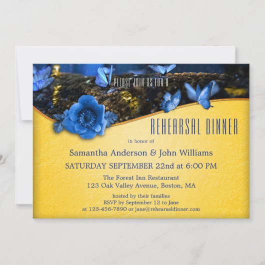Enchanted Forest Butterfly Rehearsal Dinner Kaart (Voorkant)