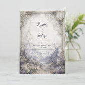 Enchanted Forest Castle Mountain bruiloft Kaart (Staand voorkant)