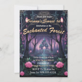 Enchanted Forest Castle Sweet 16 uitnodigingen (Voorkant)