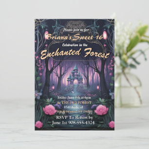 Enchanted Forest Castle Sweet 16 uitnodigingen