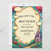 Enchanted Forest Castle Woodland Fairytale Wedding Save The Date (Voorkant)