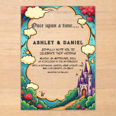 Enchanted Forest Castle Woodland Sprookjeshuwelijk Acryl Uitnodigingen (Voorkant)