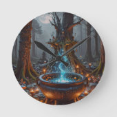 Enchanted Forest Cauldron Under the Moonlight Ronde Klok (Voorkant)
