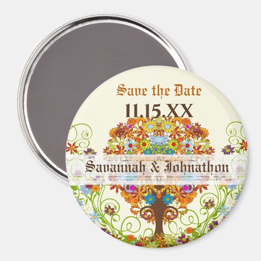 Enchanted Forest Circle of Love Wedding Tree Magneet (Voorkant / Achterkant)