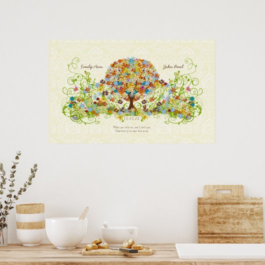 Enchanted Forest Circle of Love Wedding Tree Poster (Keuken)