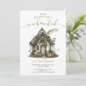 Enchanted Forest Cottage 1e verjaardag Kaart (Staand voorkant)