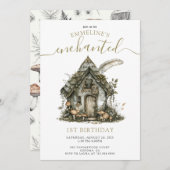 Enchanted Forest Cottage 1e verjaardag Kaart (Voorkant / Achterkant)