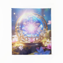 Enchanted Forest Crystal Orb Tapestry