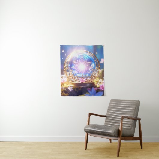 Enchanted Forest Crystal Orb Tapestry Wandkleed (In situ)