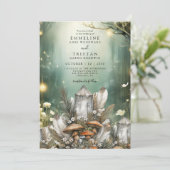 Enchanted Forest Crystals Champignons bruiloft Kaart (Staand voorkant)