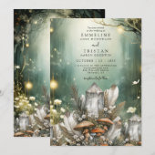 Enchanted Forest Crystals Champignons bruiloft Kaart (Voorkant / Achterkant)