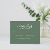 Enchanted Forest Dark Green Wedding RSVP Kaartje (Staand voorkant)