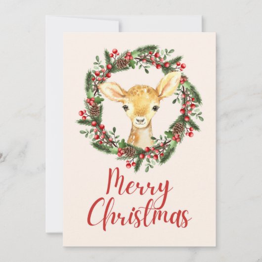 Enchanted Forest Deer Christmas Kaart (Voorkant)