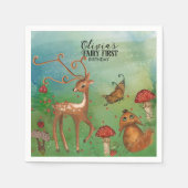Enchanted Forest Deer & Fox Fairy Eerste Verjaarda Servet (Voorkant)
