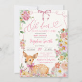 Enchanted Forest Deer Girl Baby shower Kaart (Voorkant)