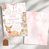 Enchanted Forest Deer Girl Baby shower Kaart