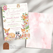 Enchanted Forest Deer Girl Baby shower Kaart