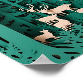 Enchanted Forest Deer - Papier gesneden kunst Wood Poster (Hoek)