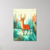 Enchanted Forest Deer – Whimsical Winter Woodland Canvas Afdruk (Voorkant)