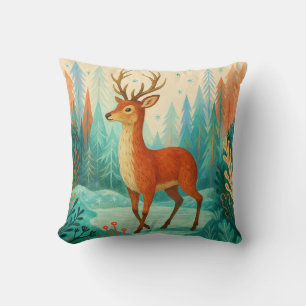 Enchanted Forest Deer – Whimsical Winter Woodland Kussen